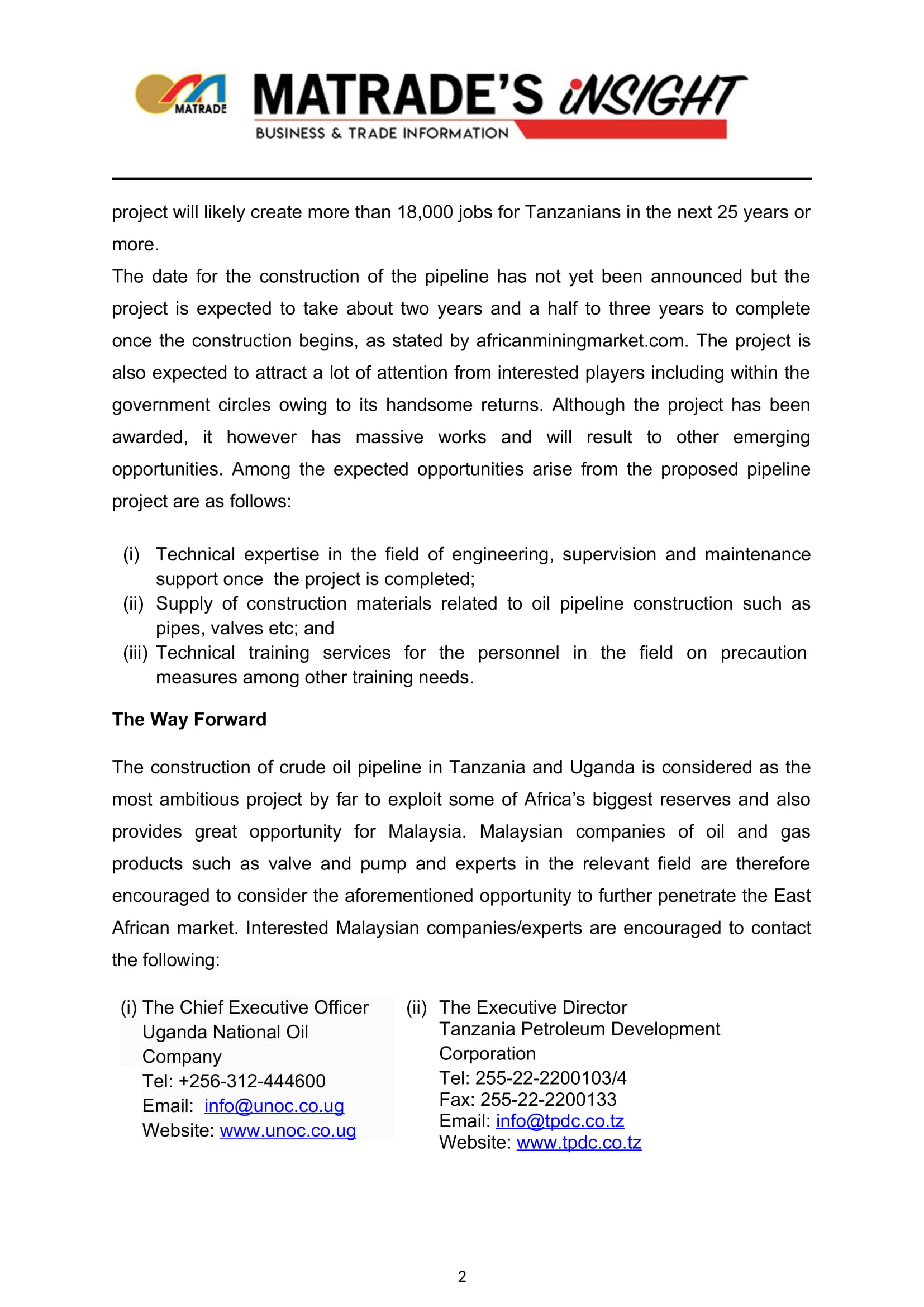 Article Opportunity to Supply Oil Gas Products and Services to Tanzania and Uganda 2
