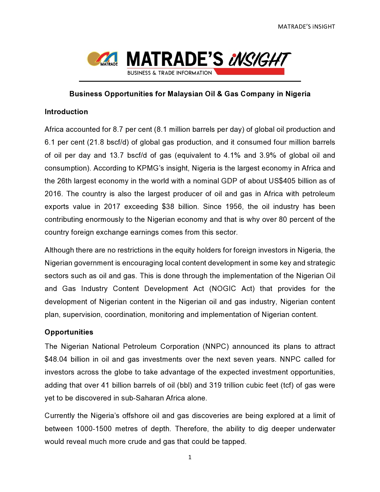 Article Potential for Malaysian Oil Gas Company in Nigeria 01