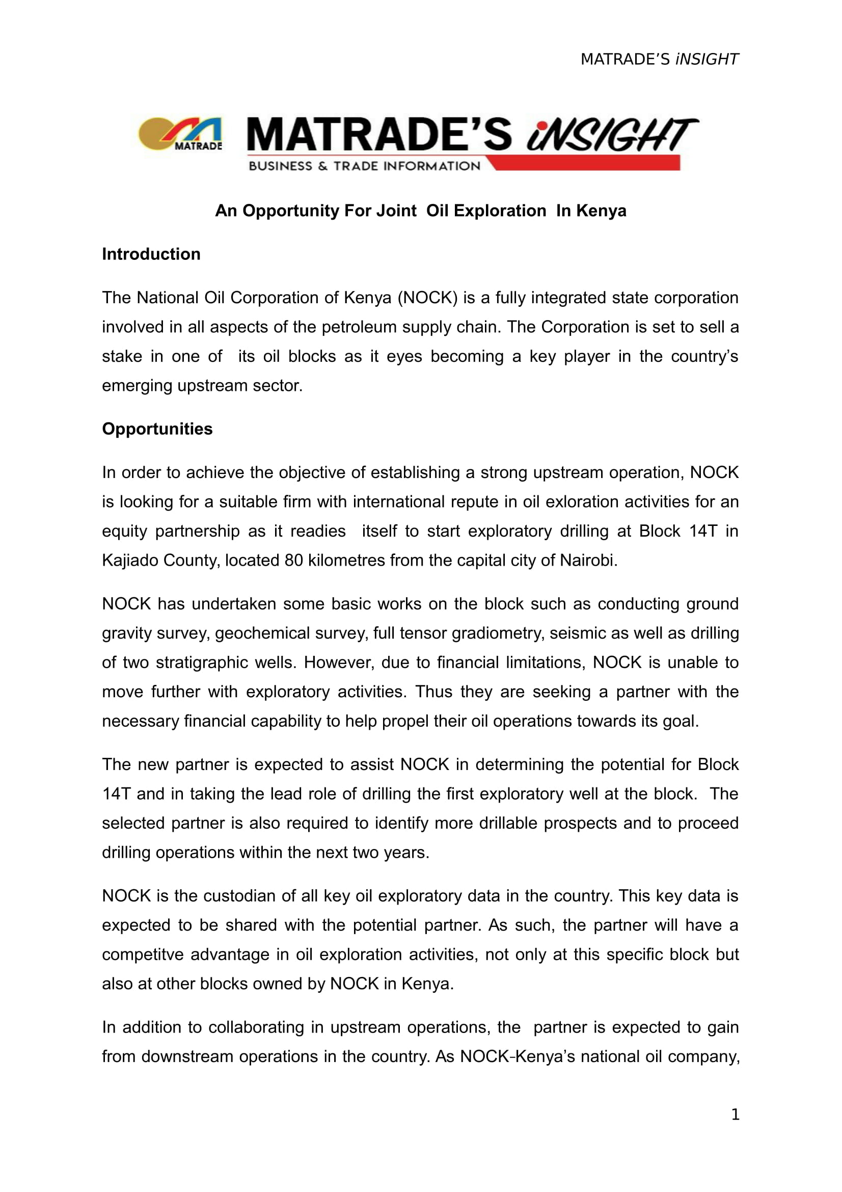 Article An Opportunity In Joint Oil Exploration In Kenya 1