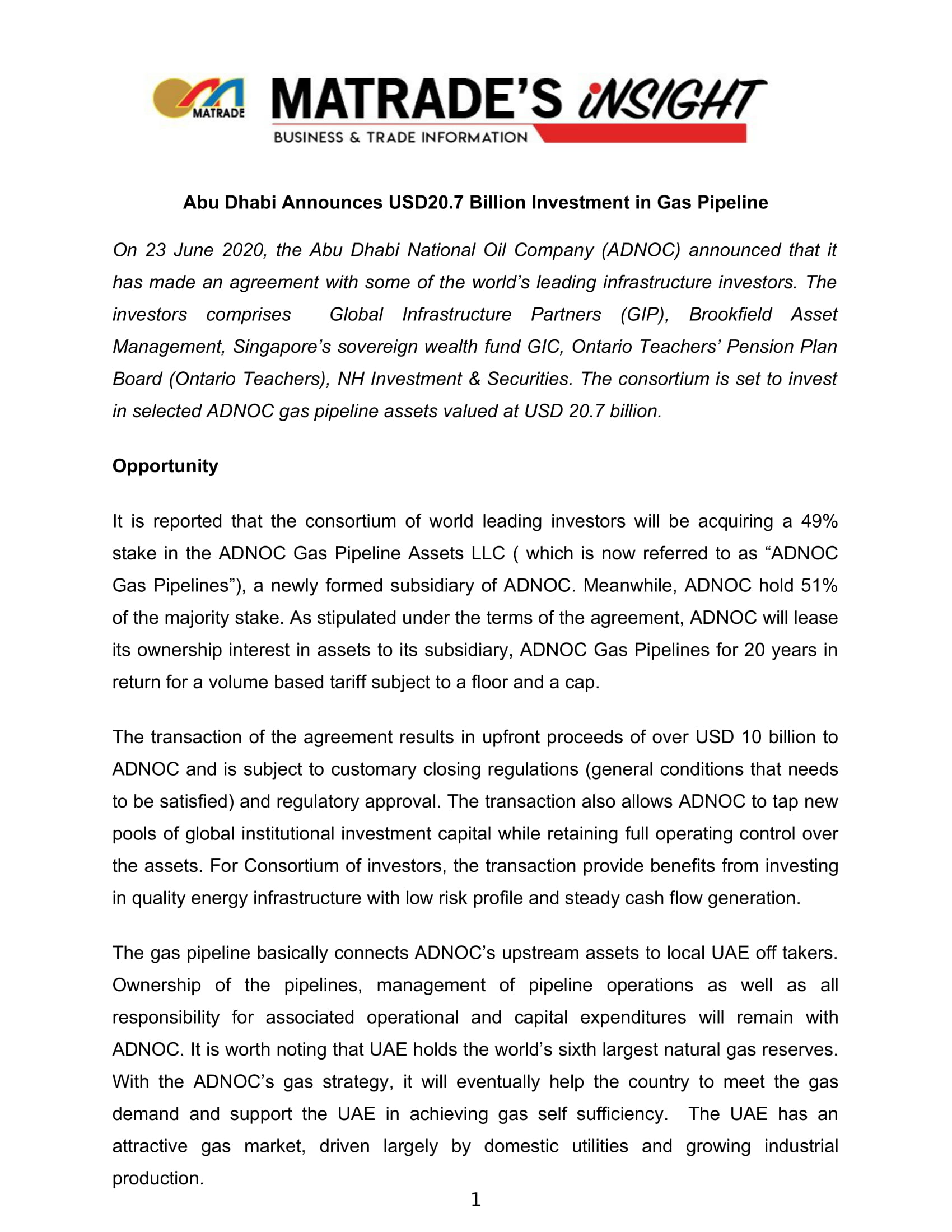Article Abu Dhabi Announces USD20.7 Billion Investment in Gas Pipeline 1