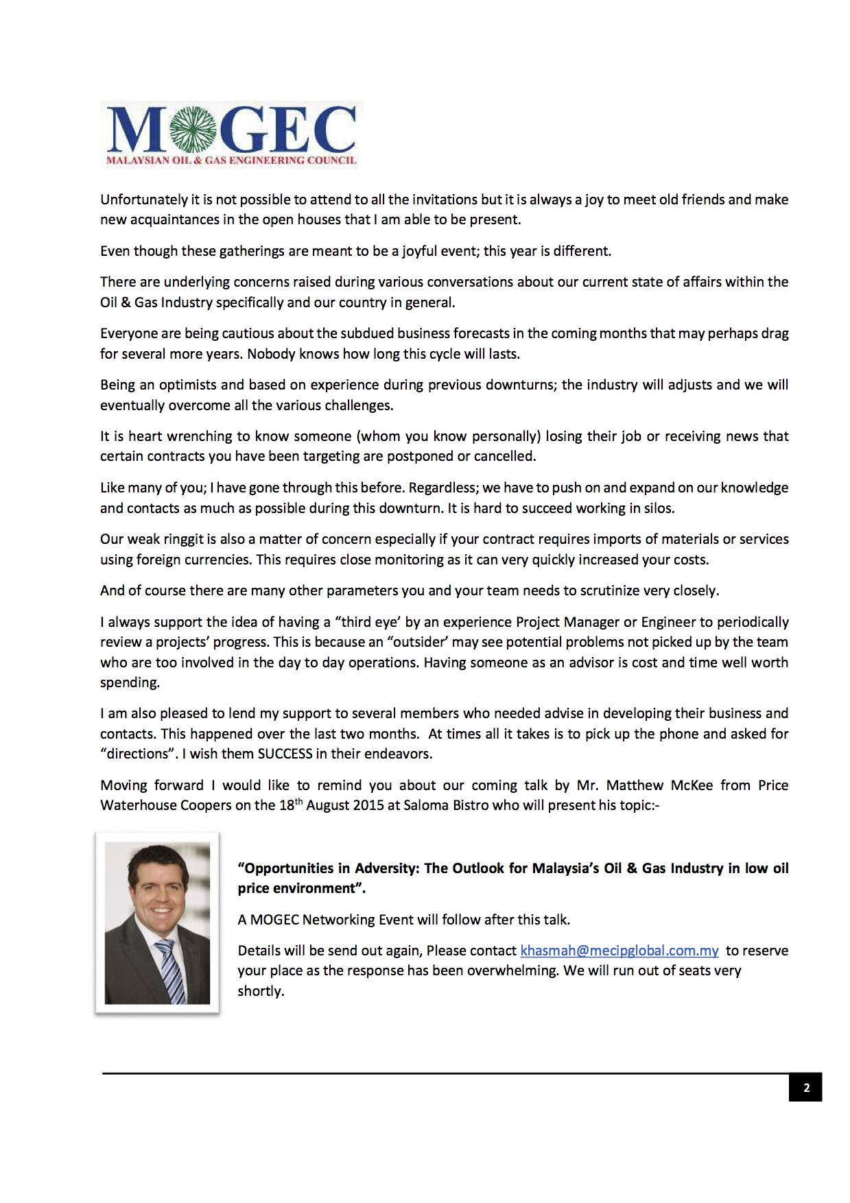 MOGEC President Message August 2015